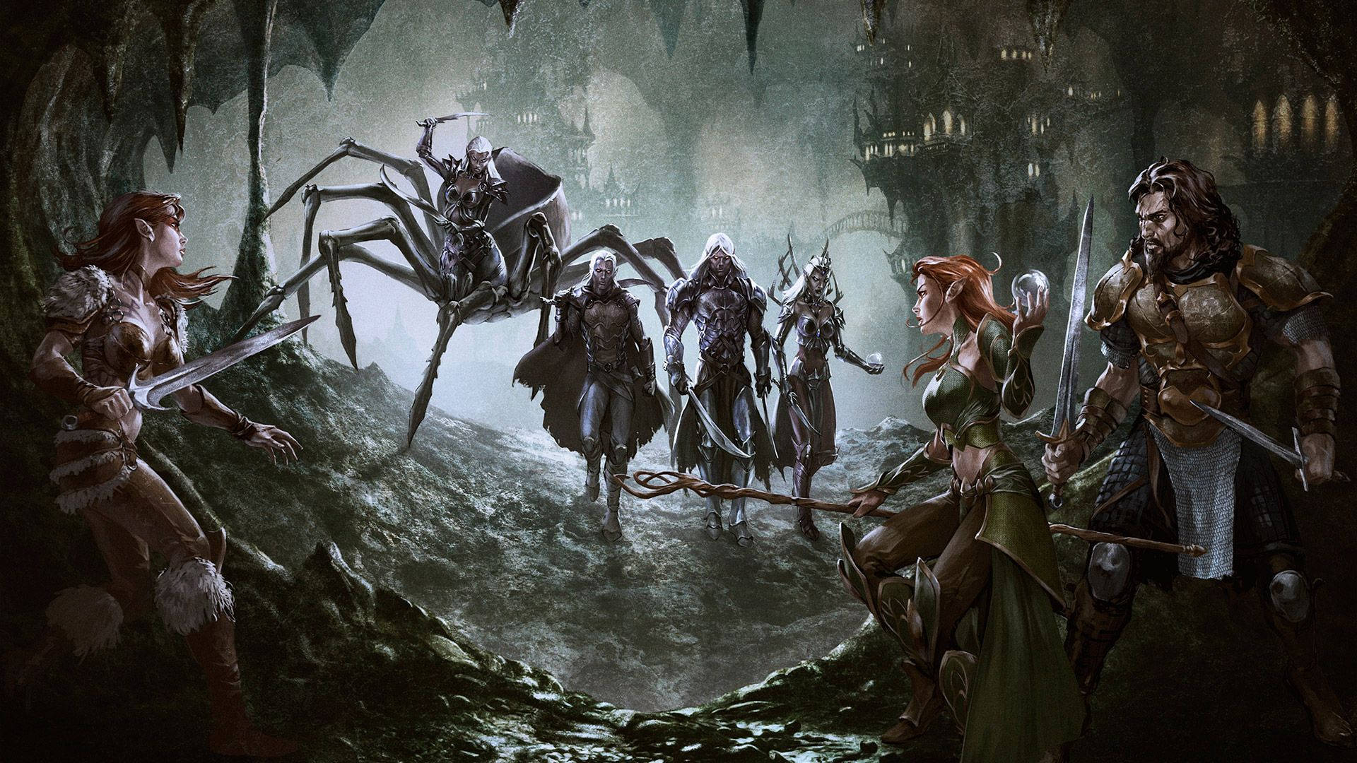 Dungeons And Dragons Fighters In Cave Wallpaper