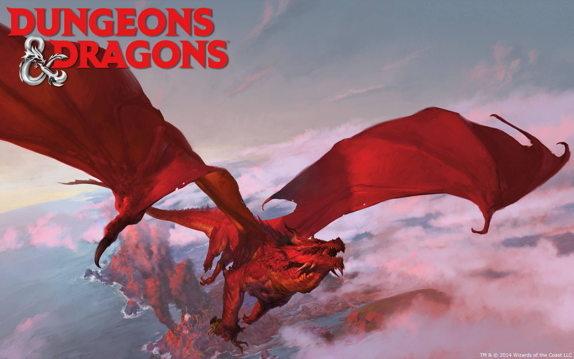 Dungeons And Dragons Red Dragon Above Clouds Wallpaper