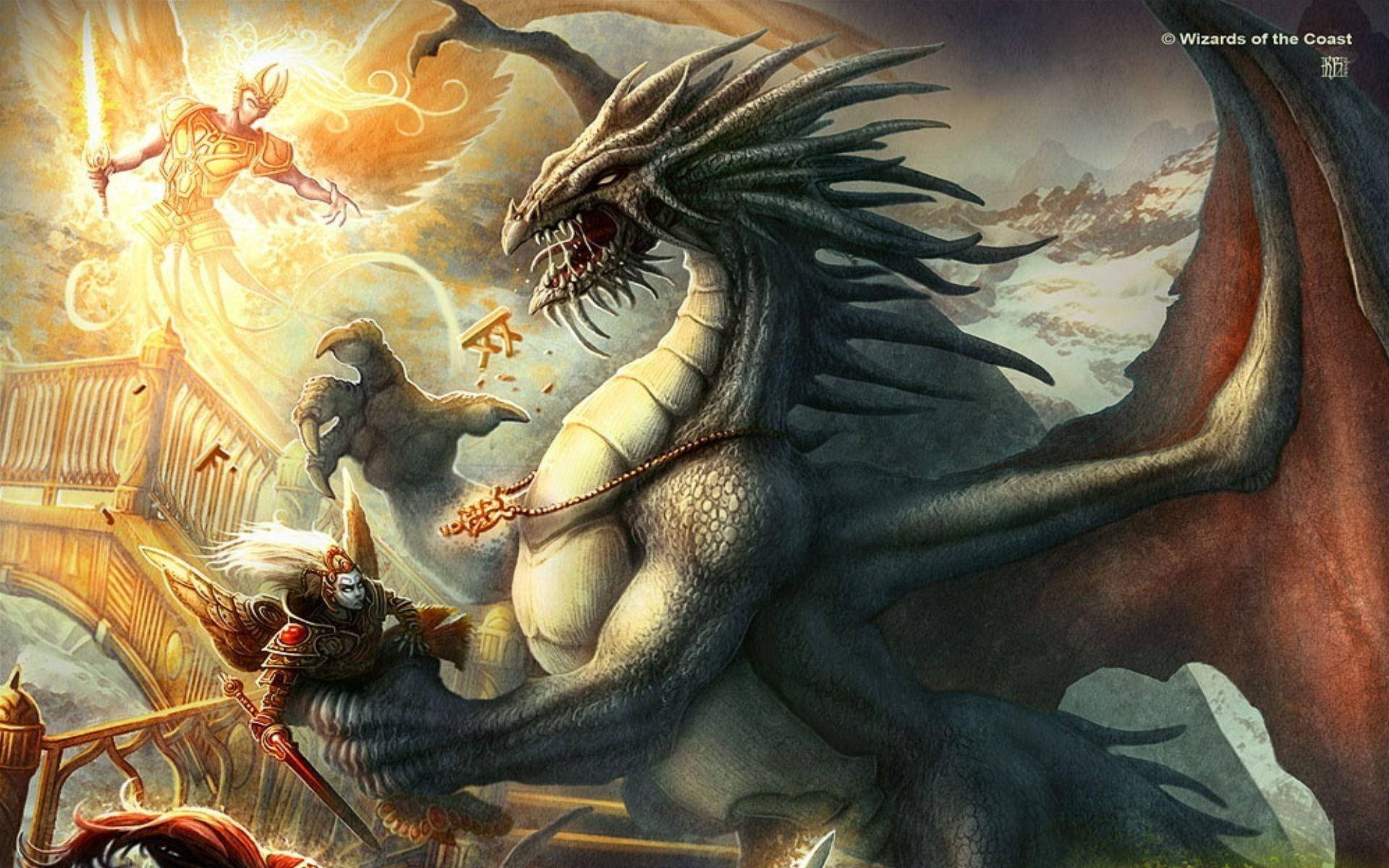 Dungeons And Dragons Savage Dragon Battle Wallpaper