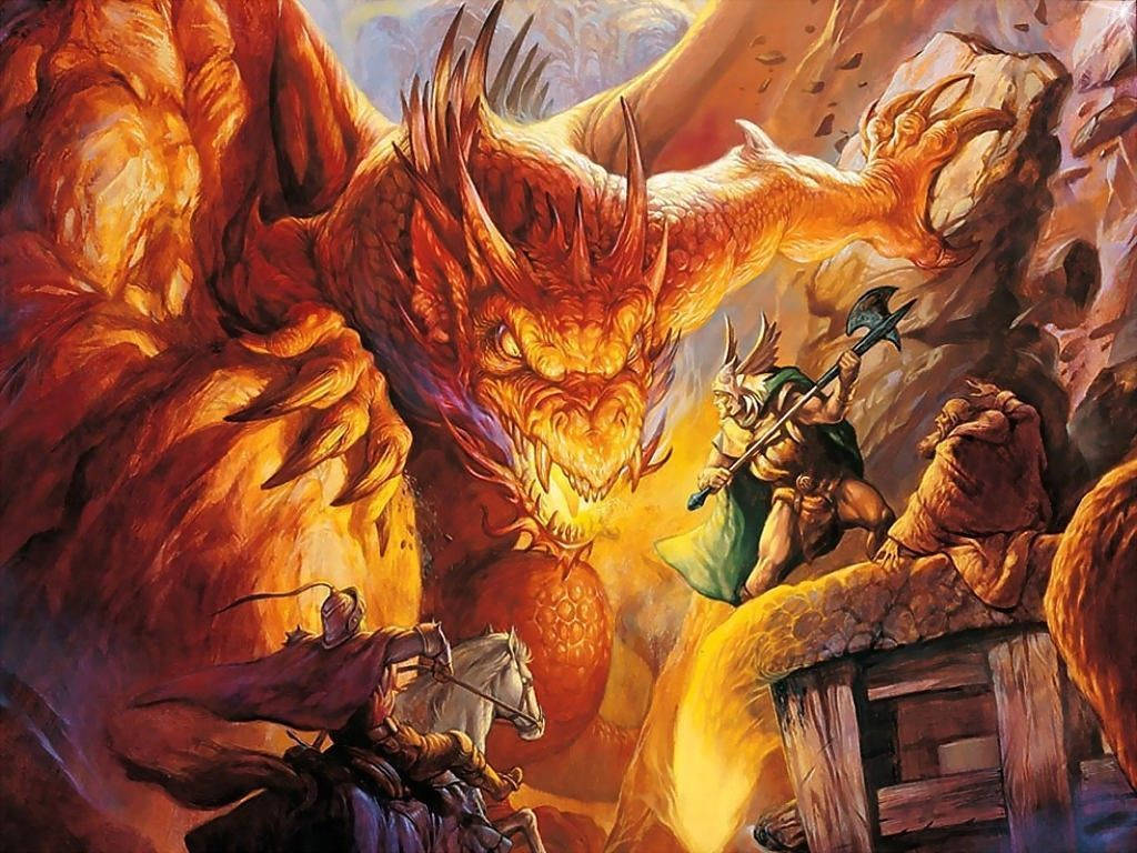 Dungeons And Dragons Yellow Dragon On Fire Wallpaper
