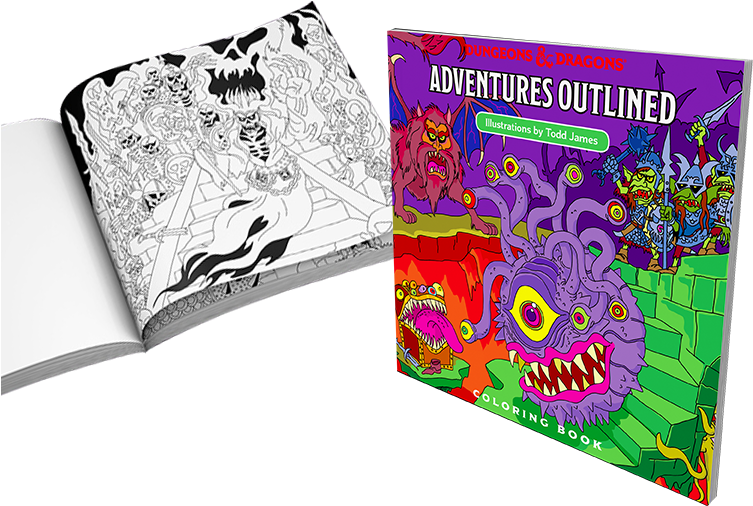 Dungeons Dragons Coloring Book Adventures Outlined PNG