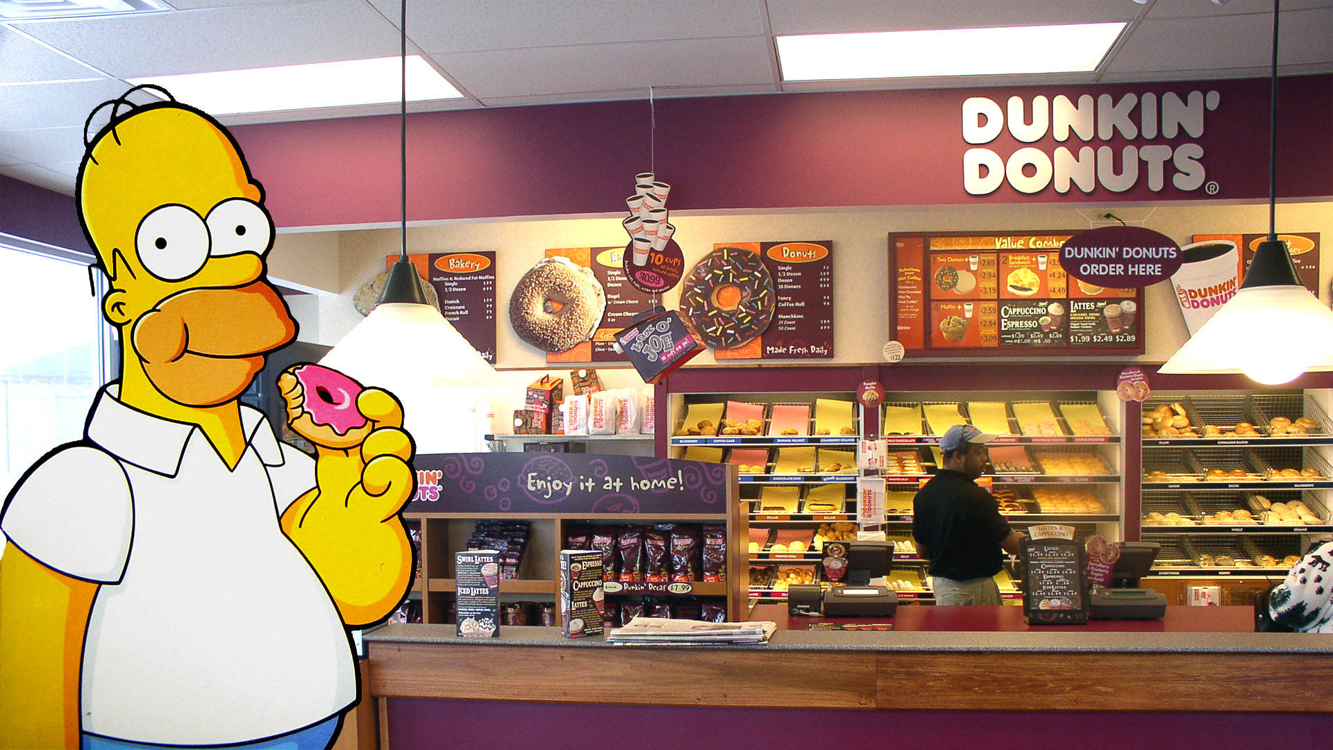 Dunkin Donuts And Homer Simpson Wallpaper