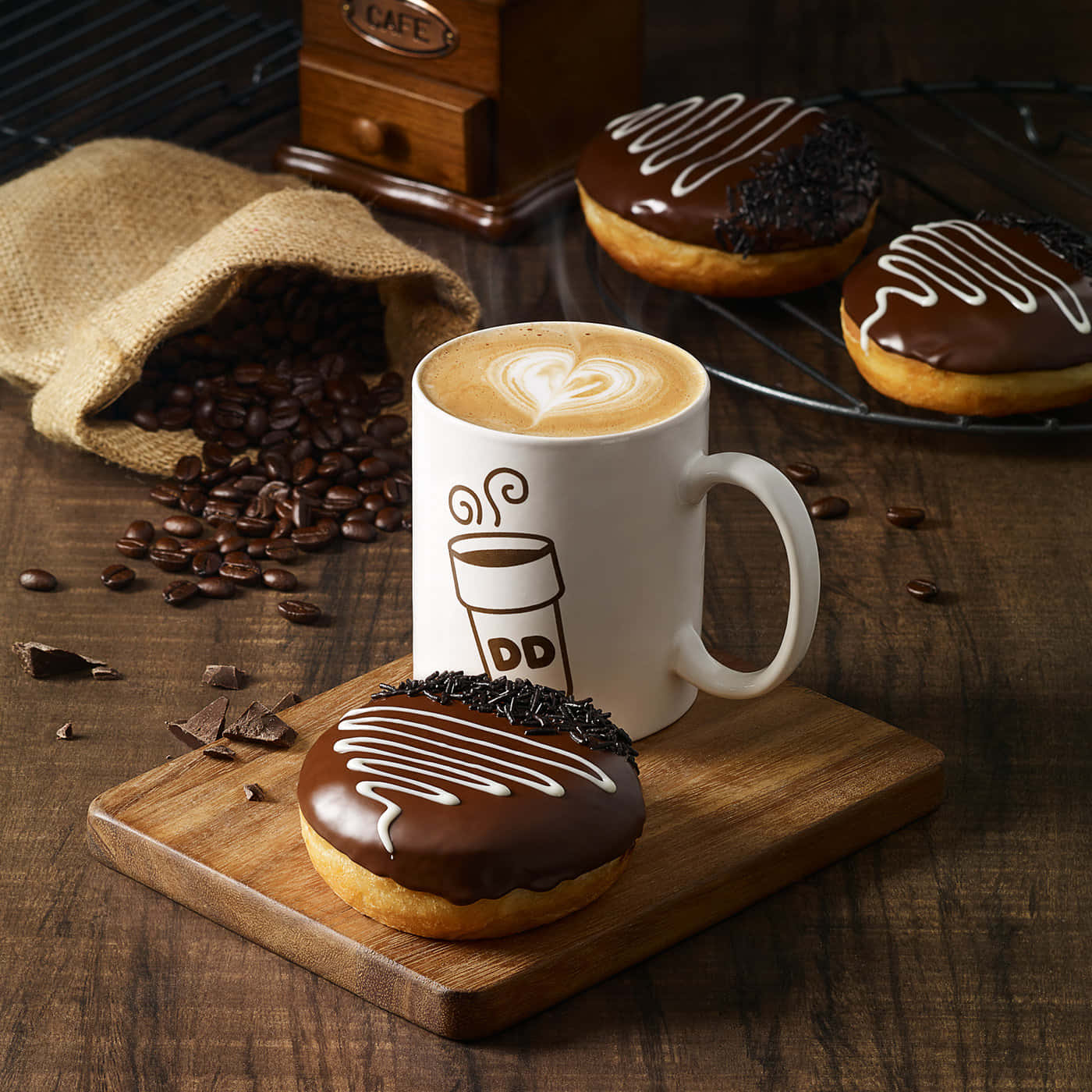 Enjoy a delicious Dunkin Donuts coffee