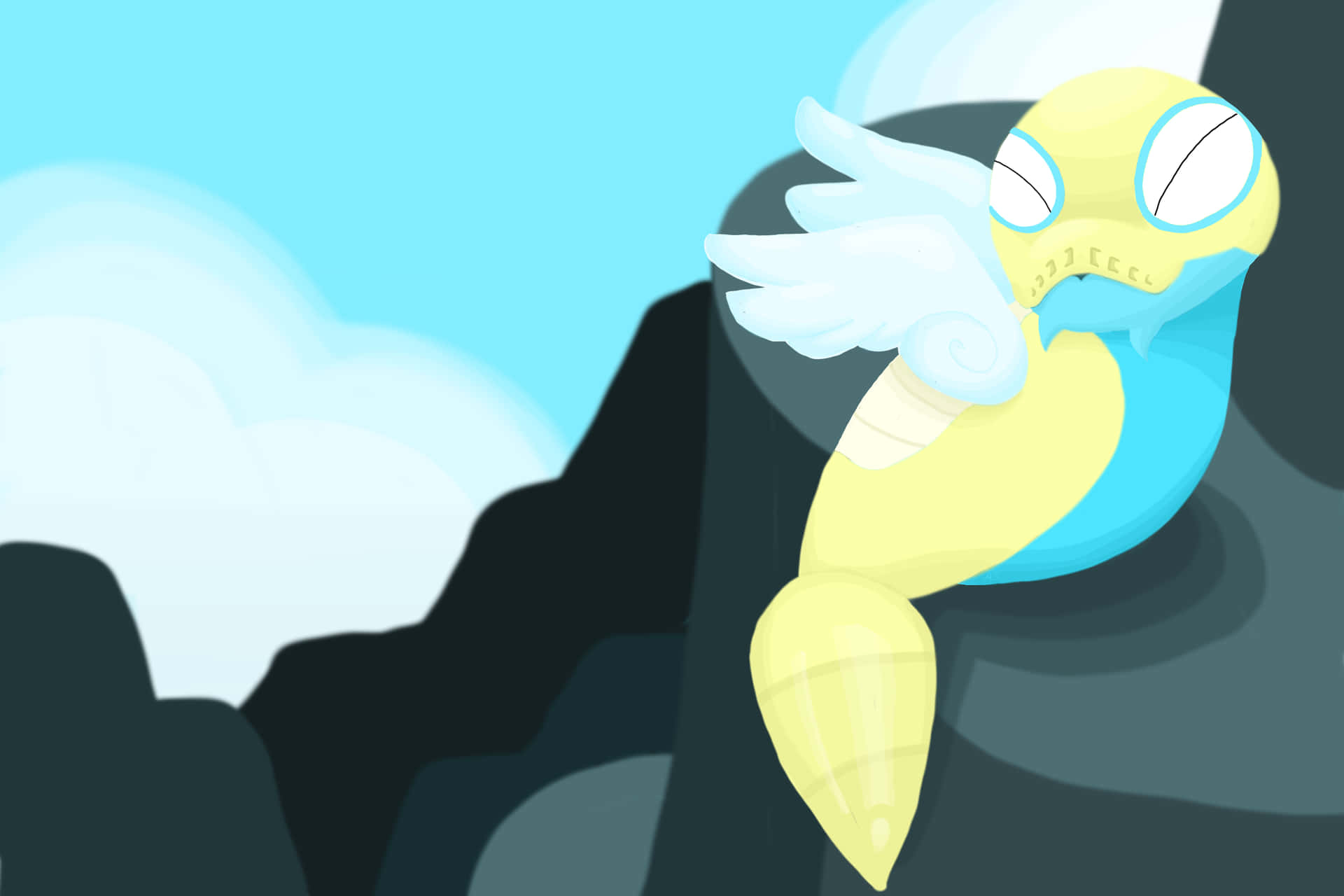 Dunsparce, a Mystical Pokémon Resting on a Rocky Cliff Wallpaper