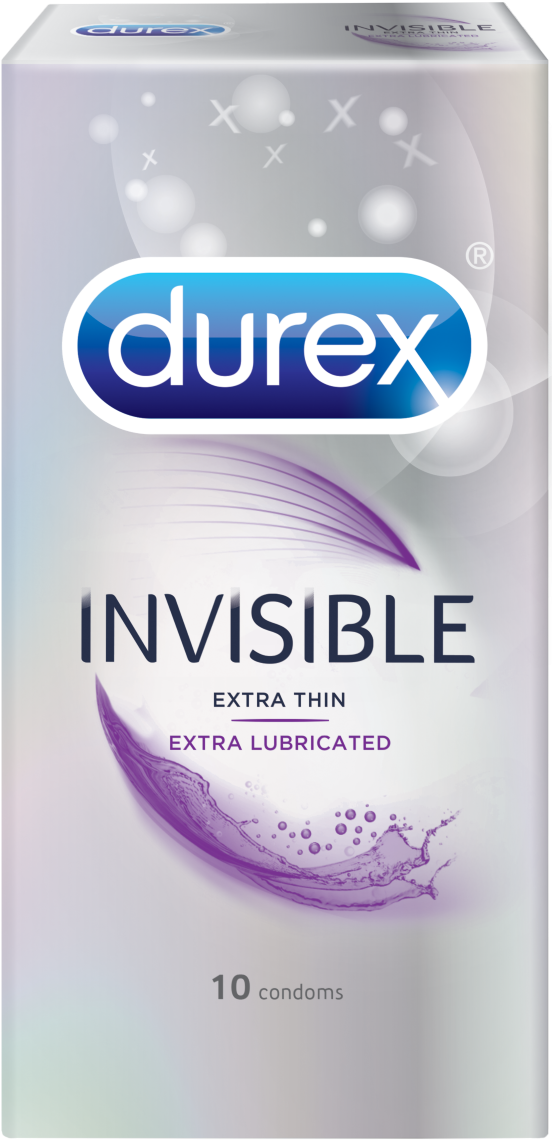 Durex Invisible Extra Thin Extra Lubricated Condoms Pack PNG