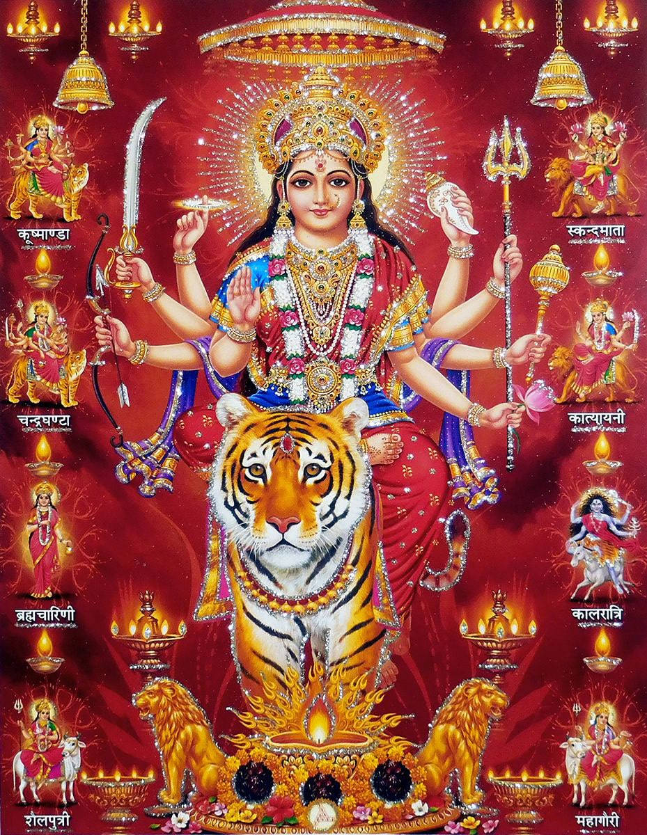Durga Devi og hendes andre former Wallpaper