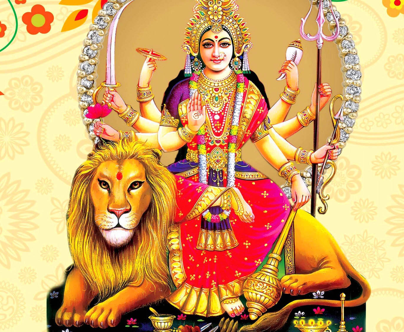 Download Durga Devi And Her Weapons Wallpaper | Wallpapers.com