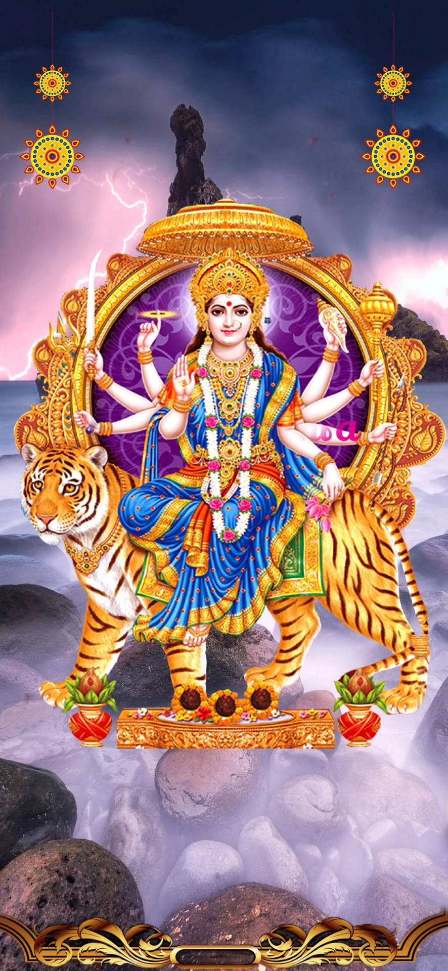 Durga Devi I En Storm. Wallpaper