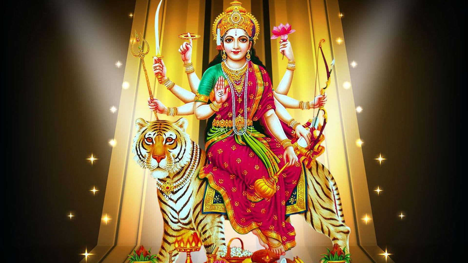 Durga Devi Monterer Sin Tiger Wallpaper