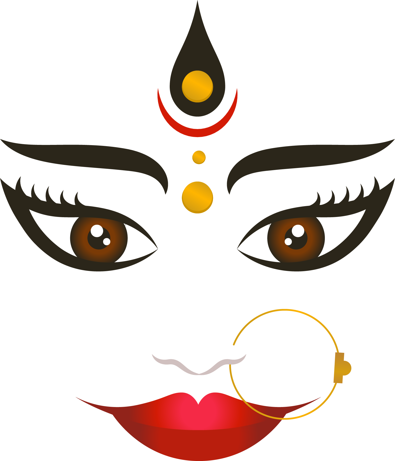Durga Face Art Representation PNG