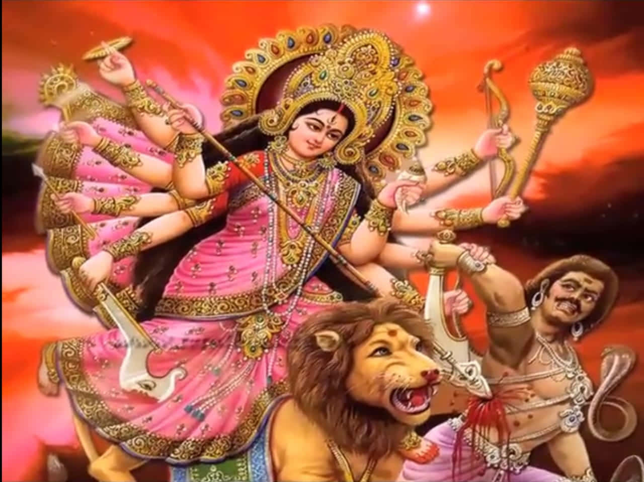 Durga Maa With Man Art Picture