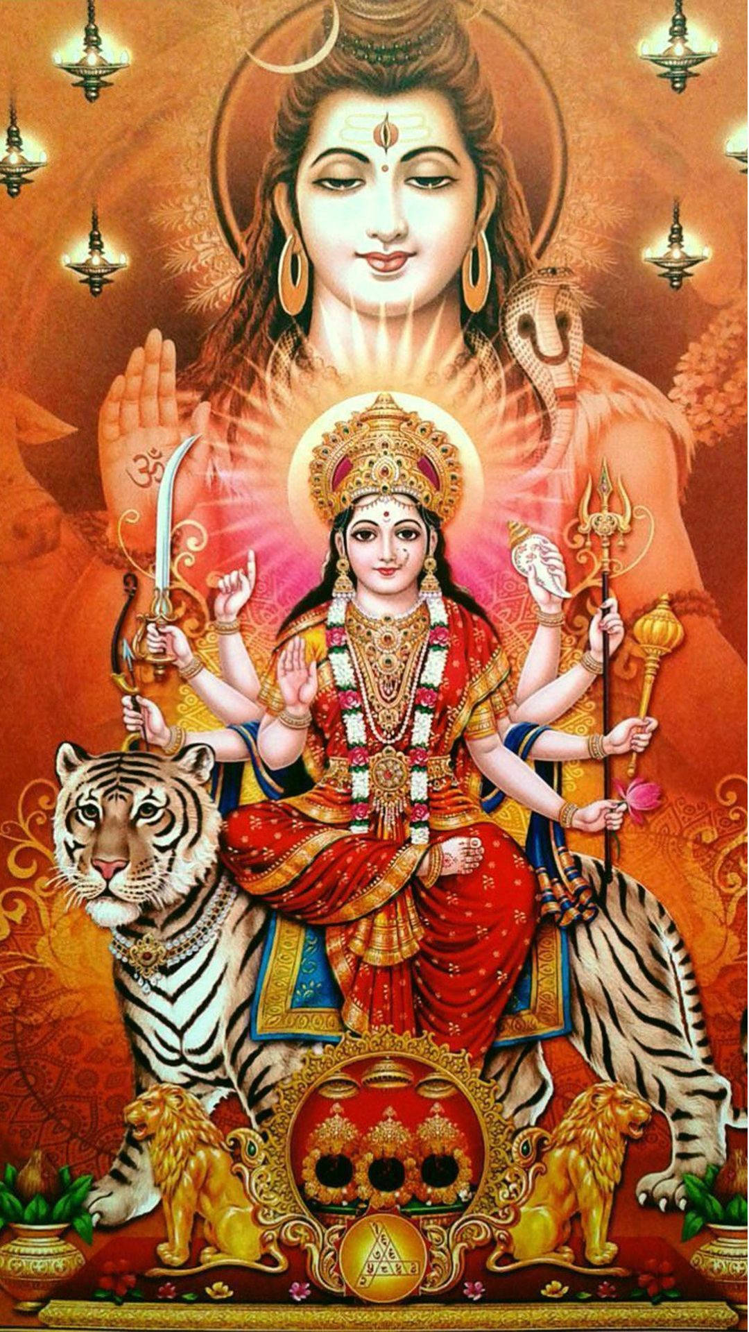 Durga Mata Hd På Tronen Wallpaper