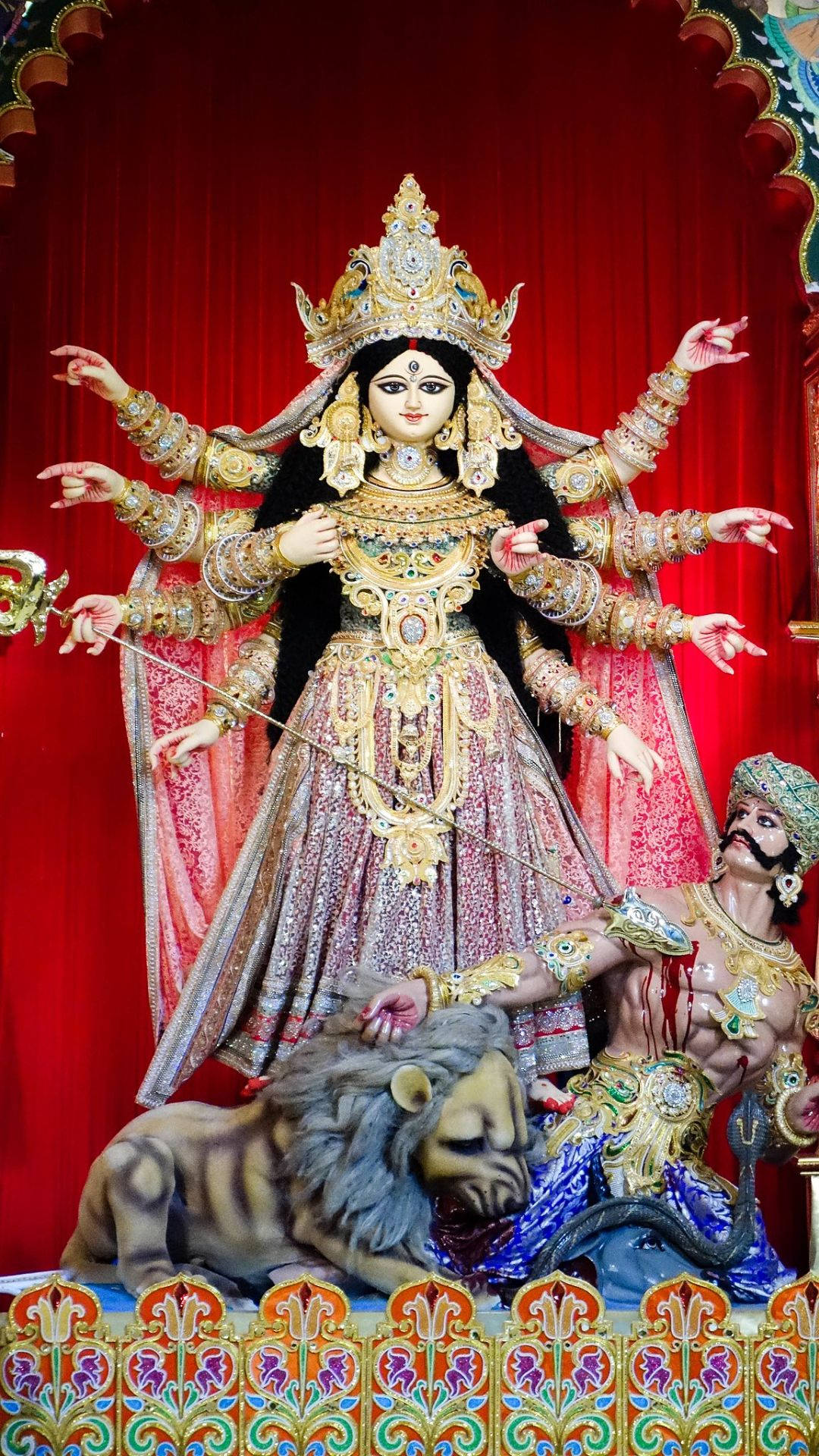 Durga Mata Hd With A Lion Wallpaper