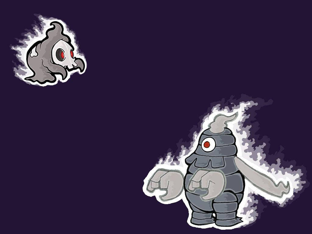 Dusclops With Duskull White Flames Background