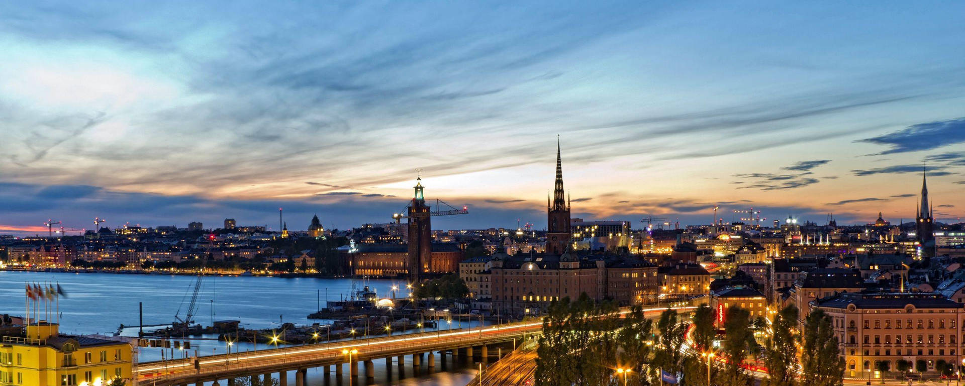 Dusk In City Of Stockholm Wallpaper