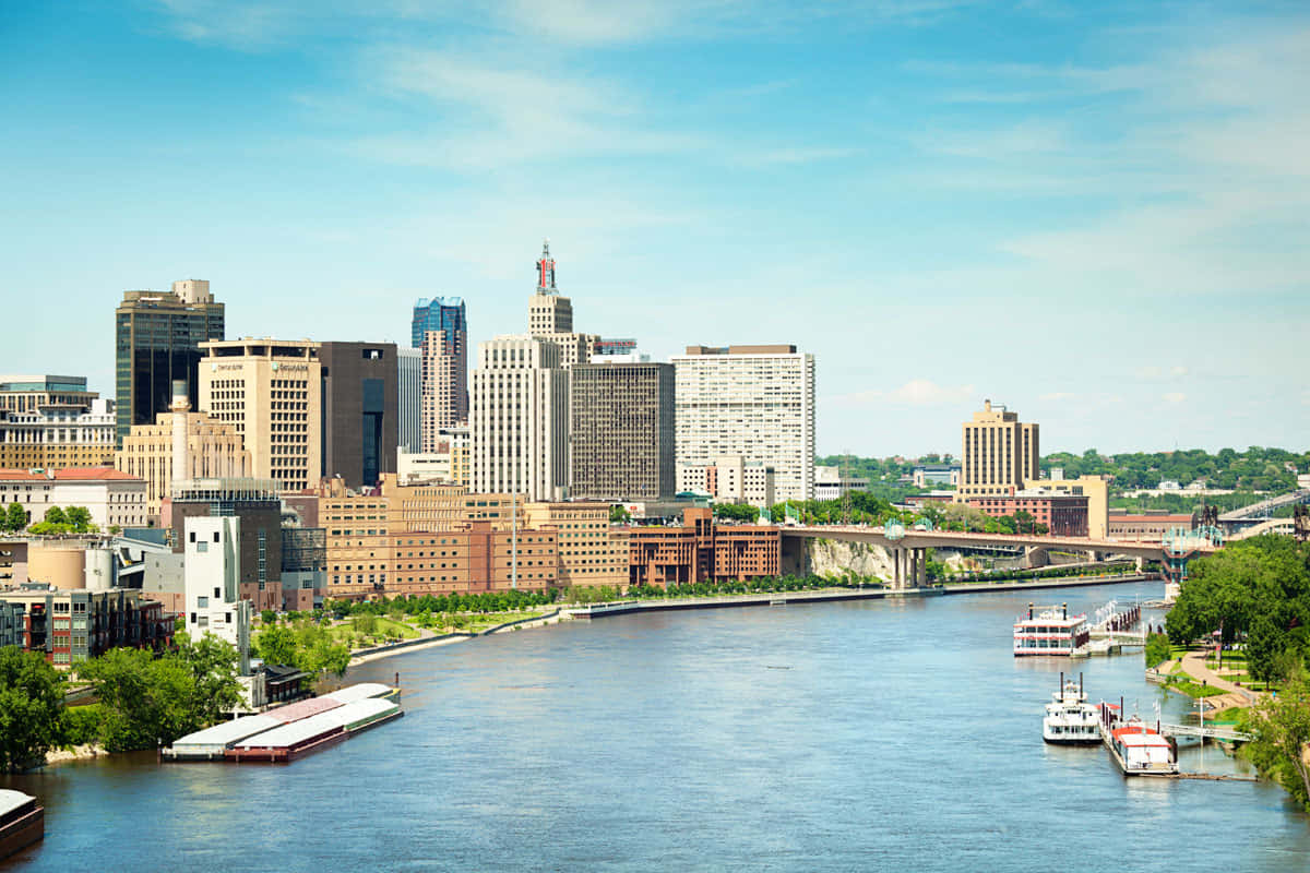 Dusk Skyline Of Saint Paul, United States Wallpaper