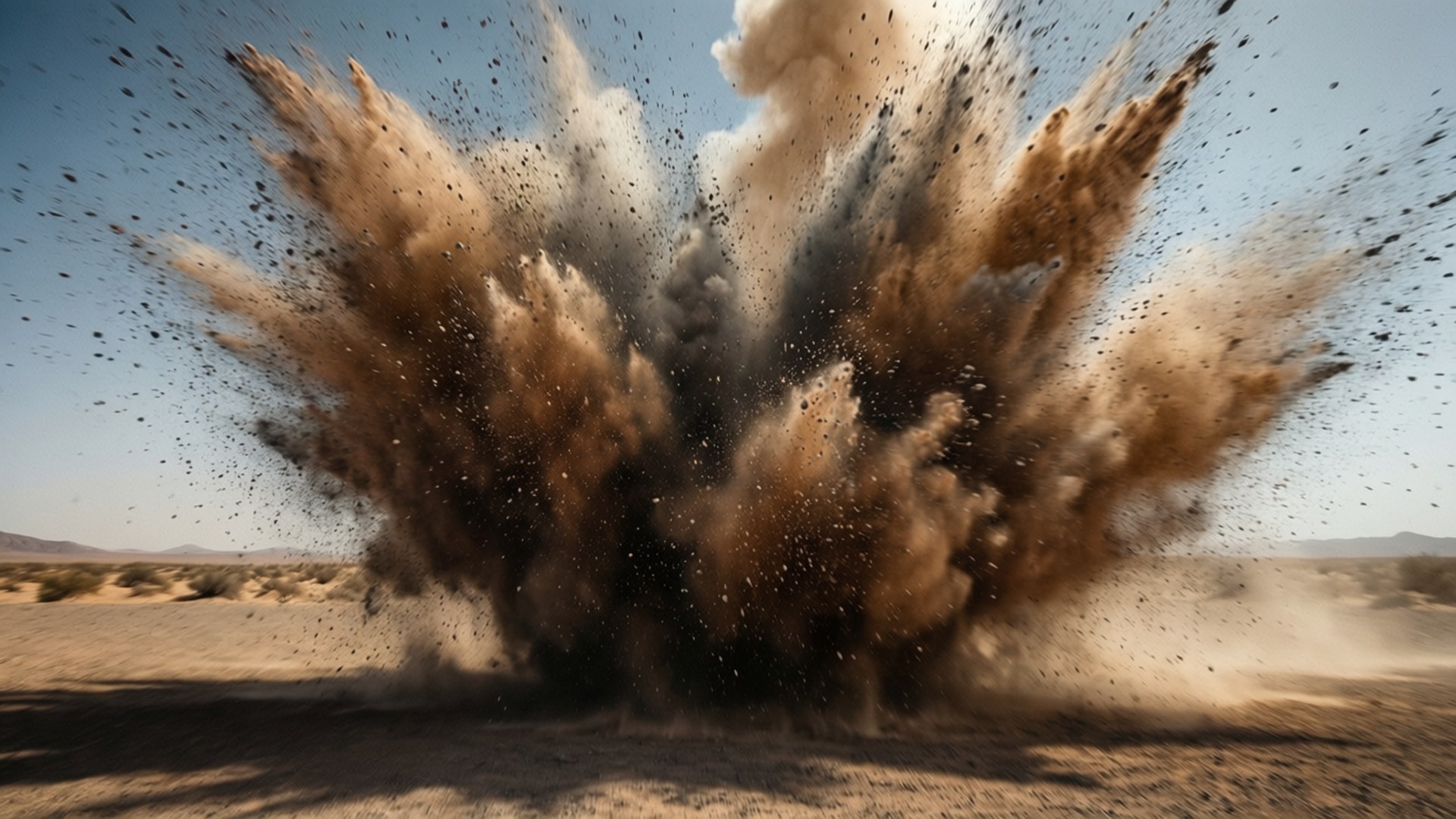 A dust explosion wallpaper with particles and dramatic motion blur.