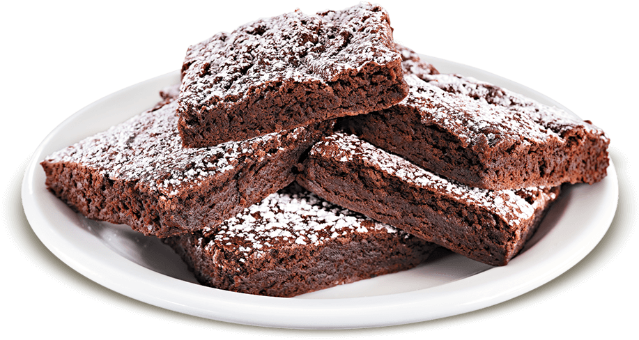 Dusted Chocolate Brownieson Plate PNG