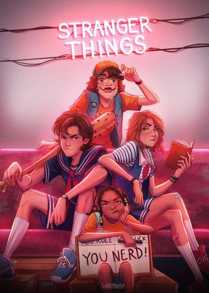 Dustin And Friends From Stranger Things Phone Wallpaper