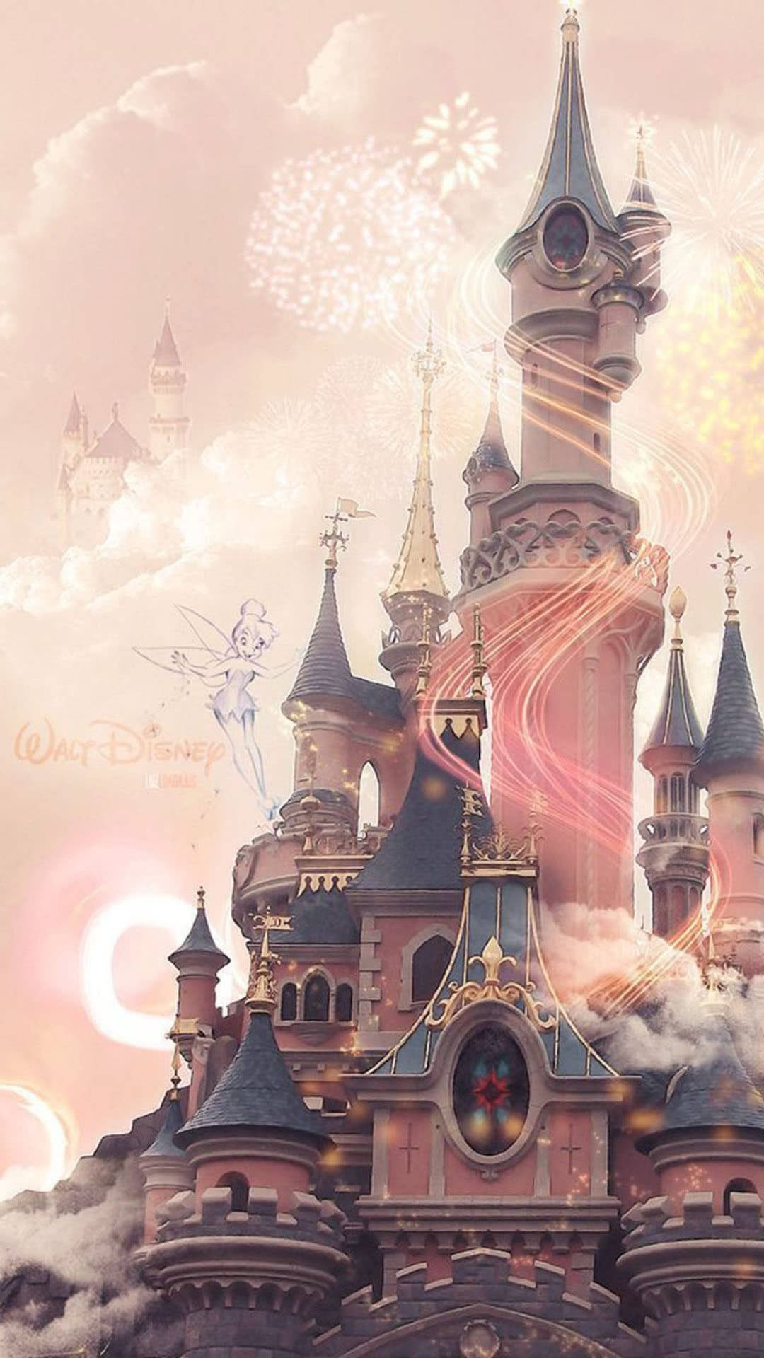 Dusty Pink Disney Castle Wallpaper