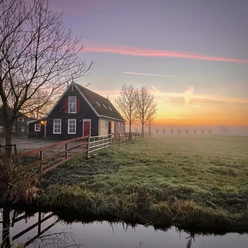 Dutch Farmhouseat Sunrise Wallpaper