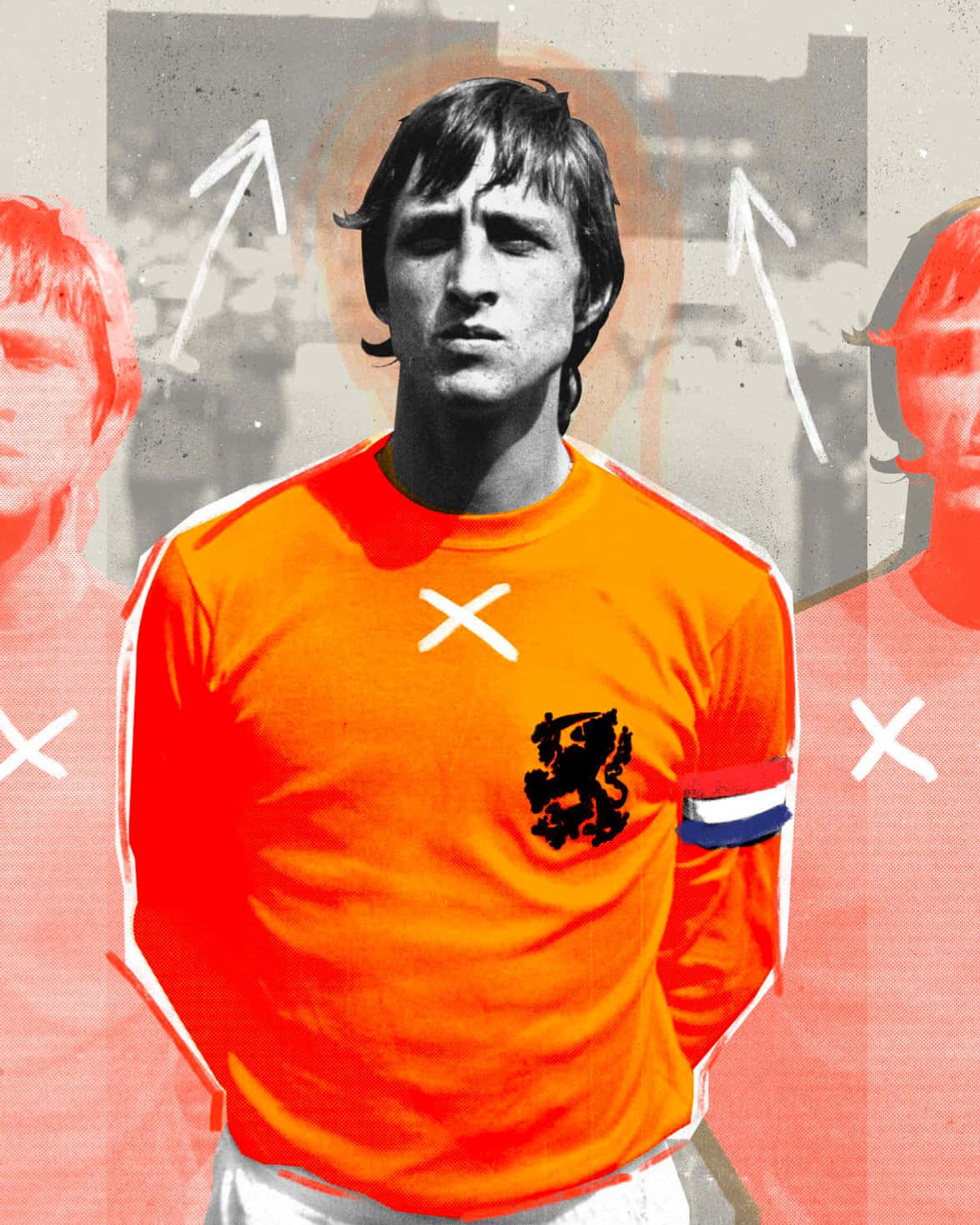 Giocatoredi Calcio Olandese Johan Cruyff Arte Grafica Di Calcio. Sfondo