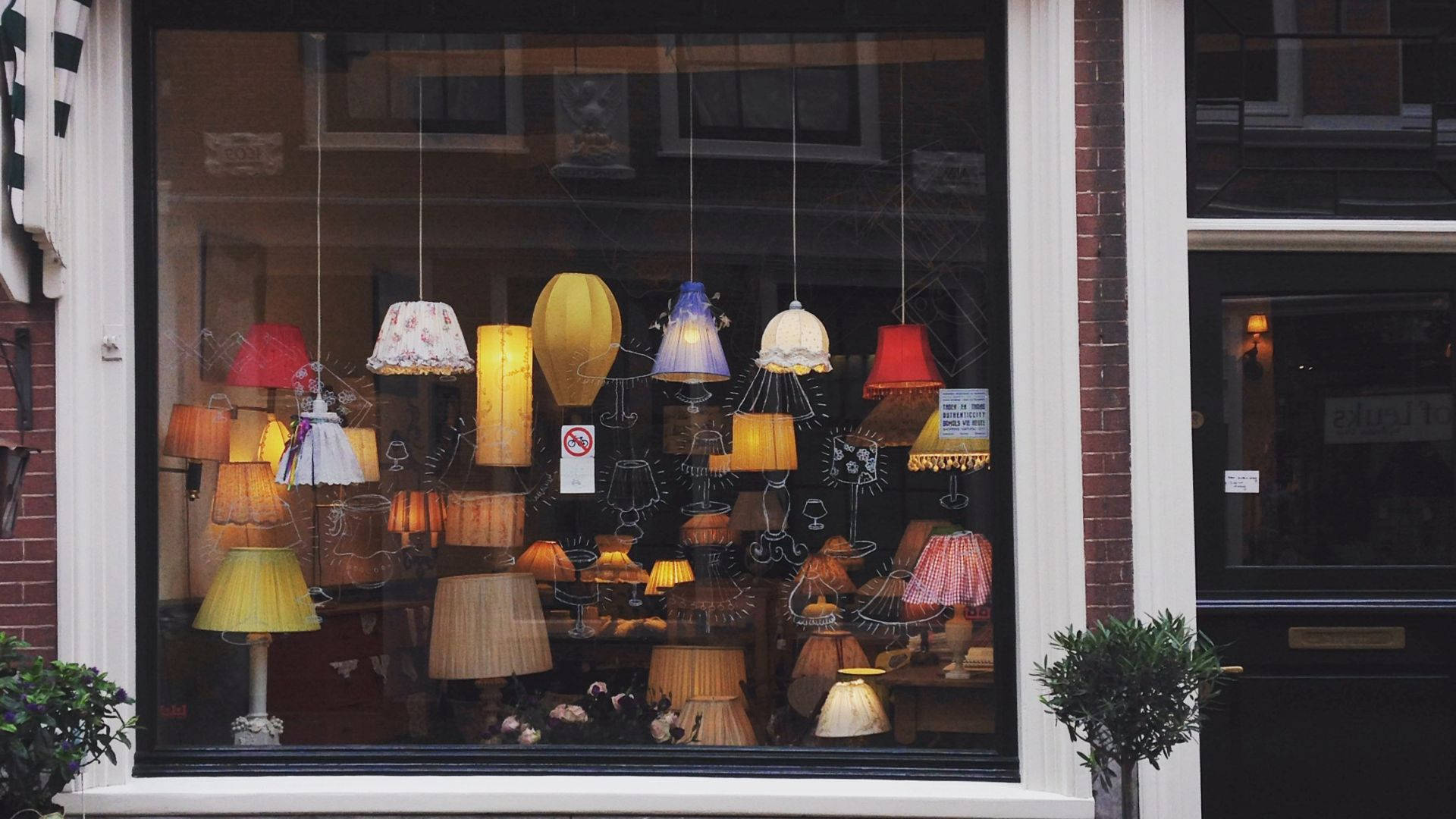 Dutch Shop Lamp Building Wallpaper
