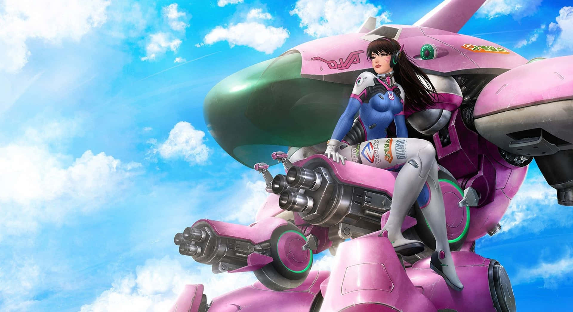 A Girl Sitting On Top Of A Pink Robot Wallpaper