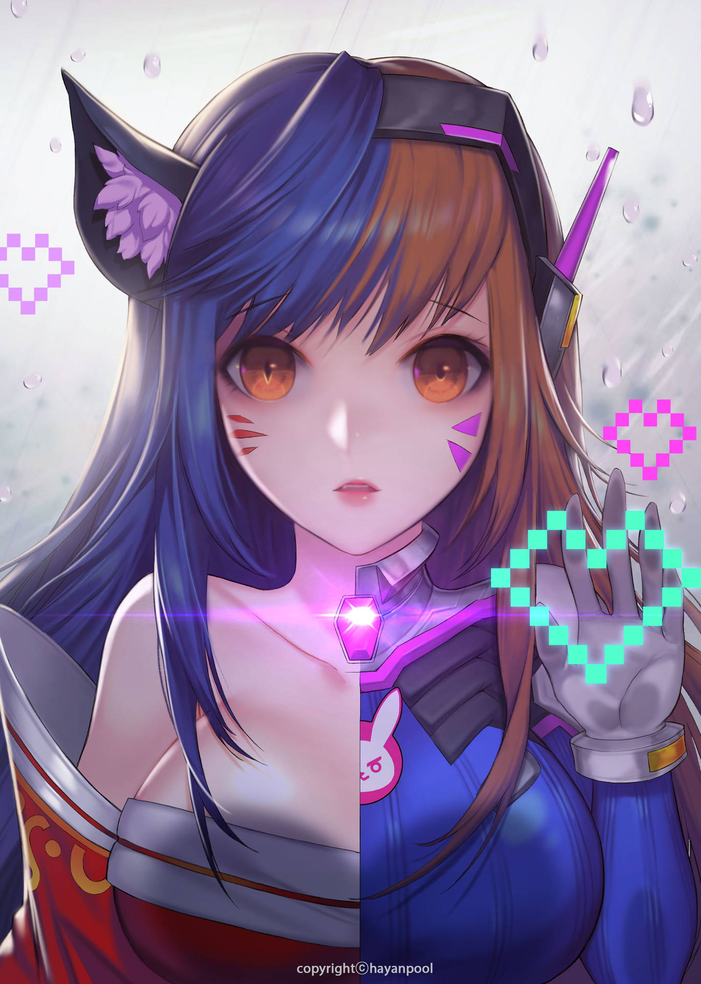 "Have a heart of pixels with Dva". Wallpaper