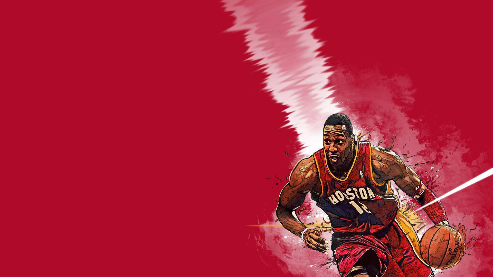 Dwighthoward Houston Rockets-tecknad Konst. Wallpaper