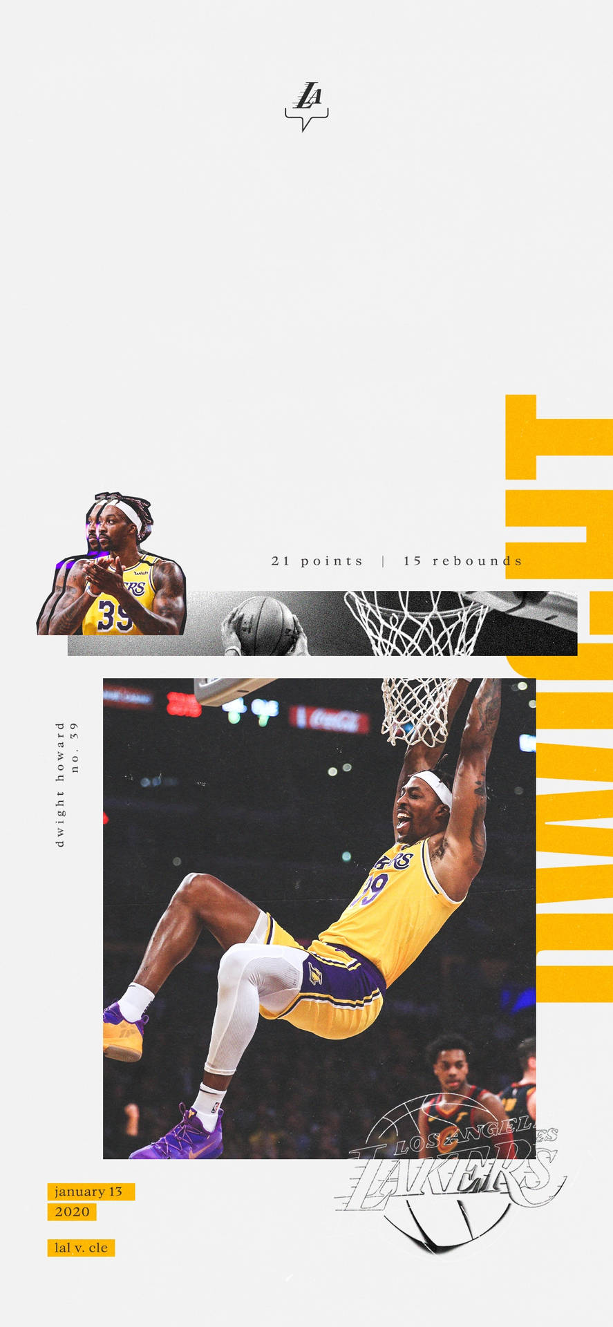 Dwighthoward Los Angeles Lakers Baloncesto, Mate Y Swing. Fondo de pantalla