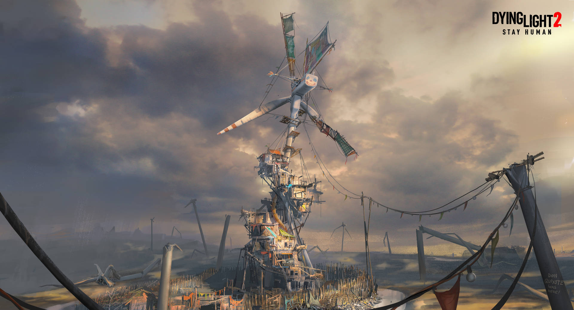 Majestic Windmill Scene in Dying Light 2 Wallpaper
