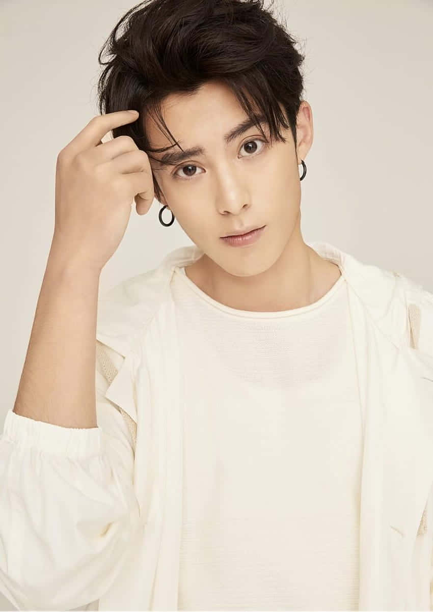Download Dylan Wang In Black And White Wallpaper