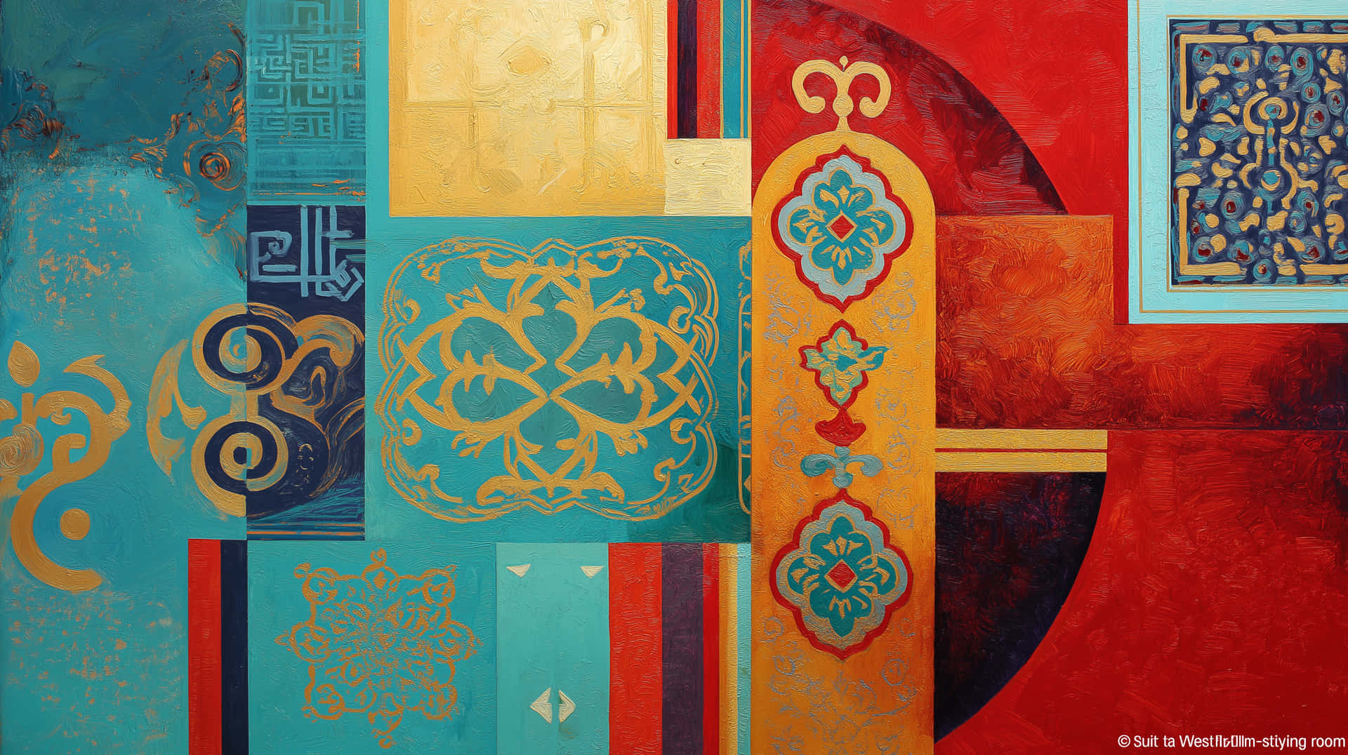 Dynamic Abstract Art With Moroccan And Mughal Inspired Patterns Wallpaper