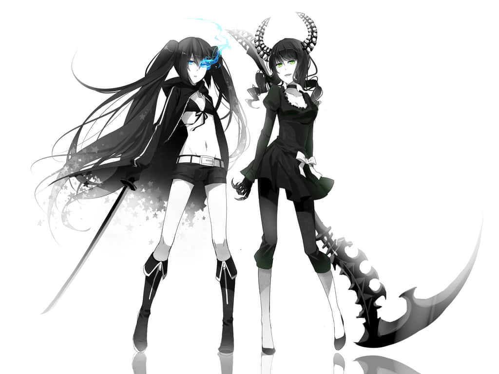 Dynamic Anime Black & White Duo Wallpaper