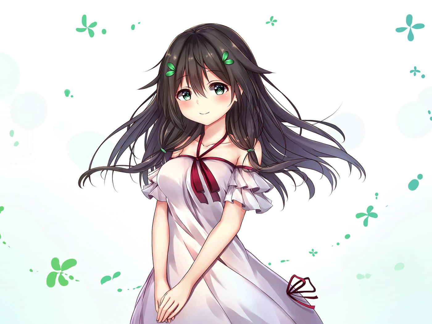 Dynamic Anime Cute Green Eyes Girl Wallpaper