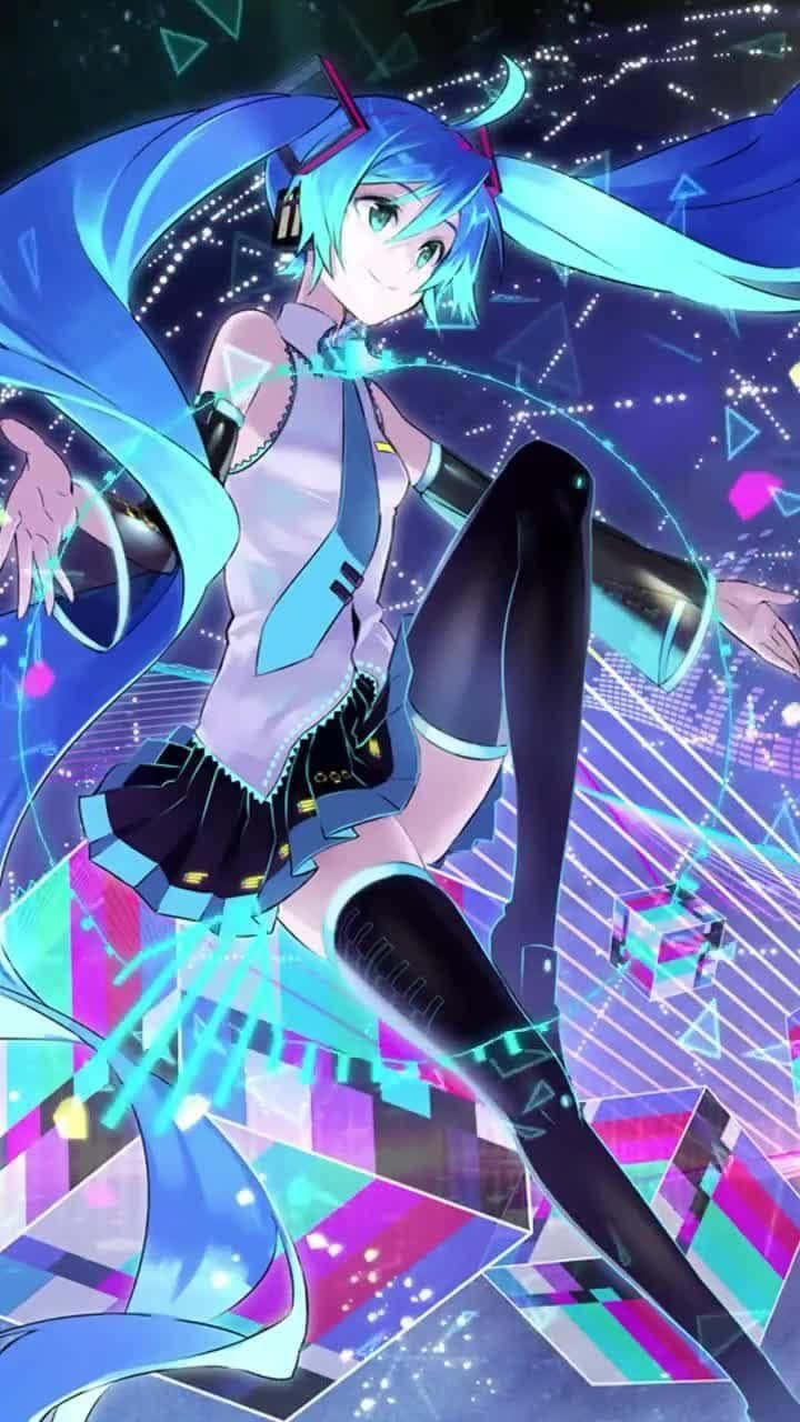 Dynamic Anime Hatsune Miku Cyborg Girl Wallpaper