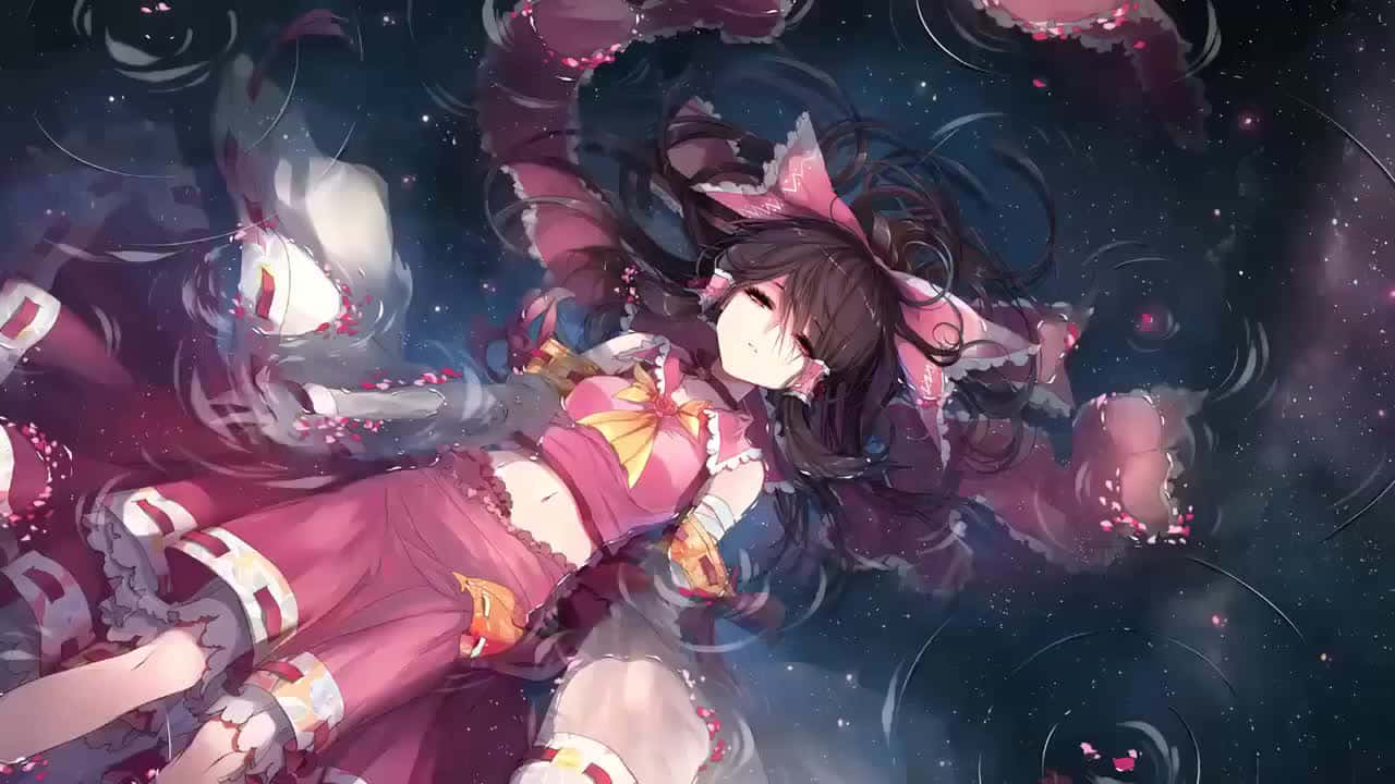 Download Dynamic Anime Sad Girl Floating On Lake Wallpaper 
