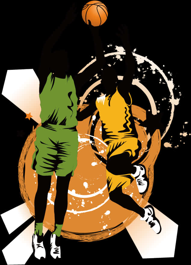 Dynamic Basketball Dunk Illustration PNG