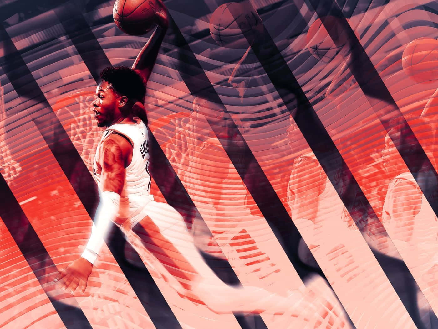 Seni Dunk Pemain Basket Dinamis Wallpaper