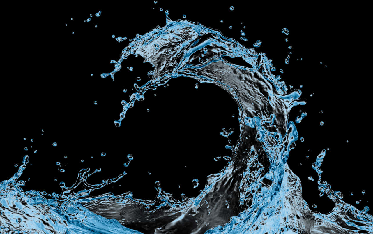 Dynamic Blue Water Splashon Black Background PNG