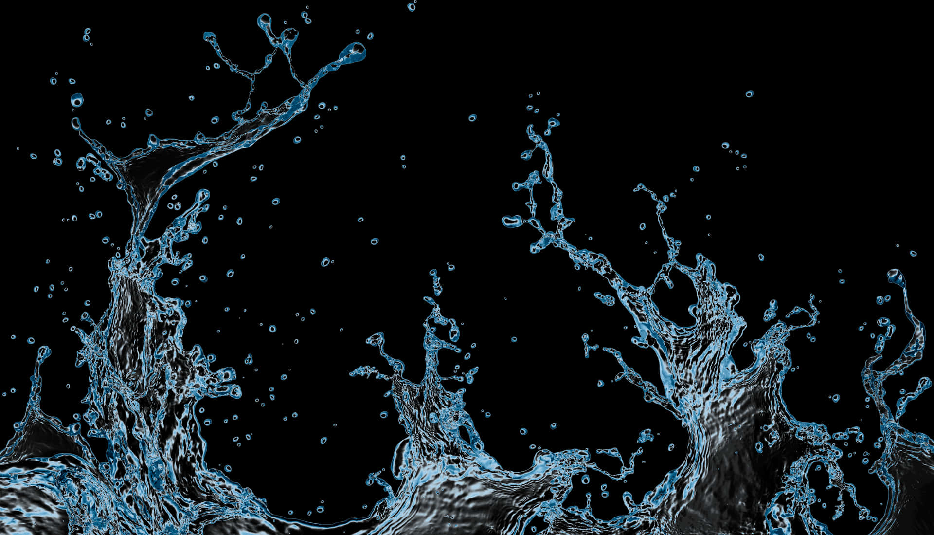 Dynamic Blue Water Splashon Black Background PNG