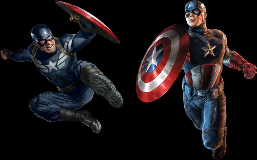 Dynamic Captain America Action Poses PNG