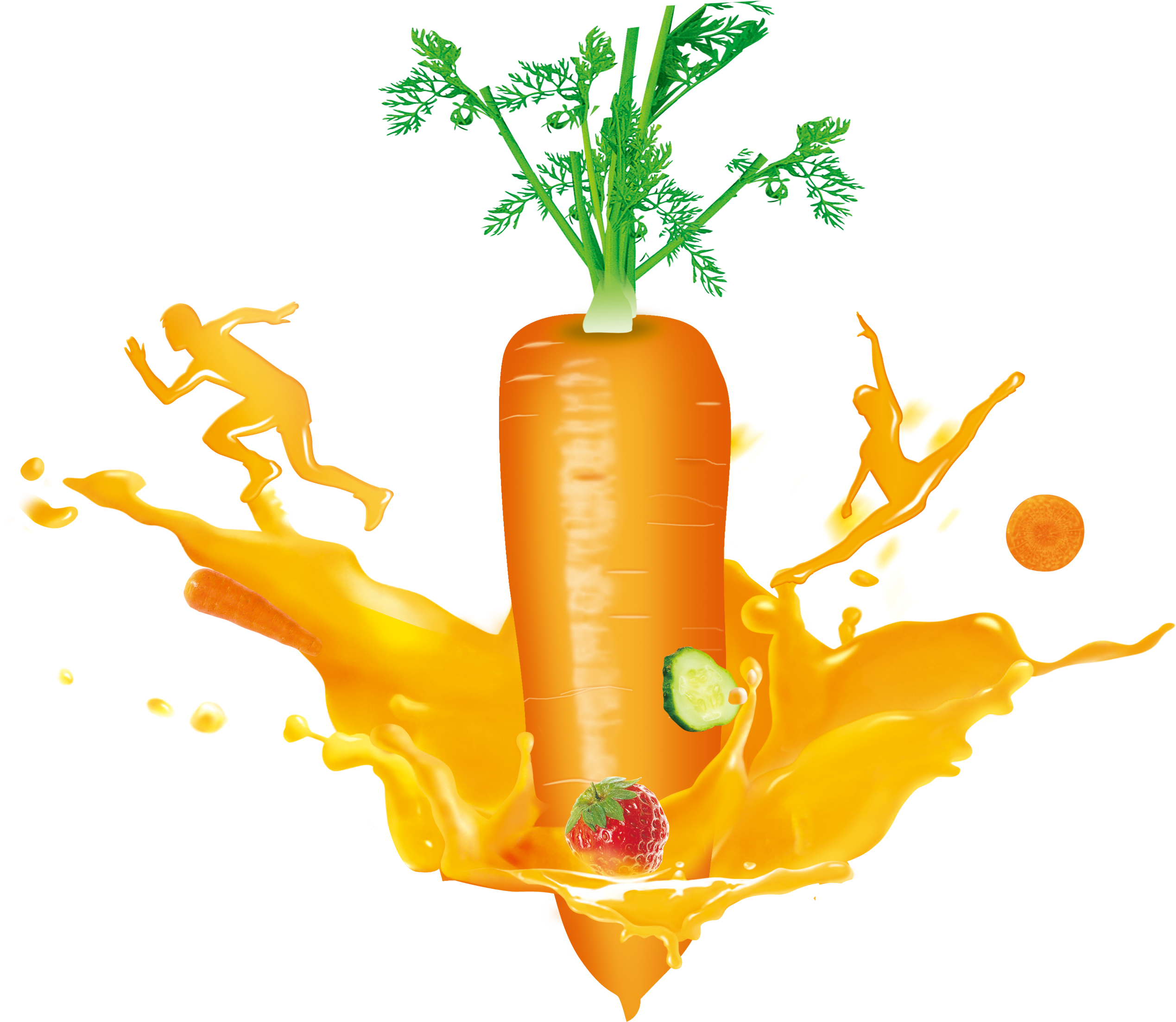 Dynamic Carrot Splash Art PNG