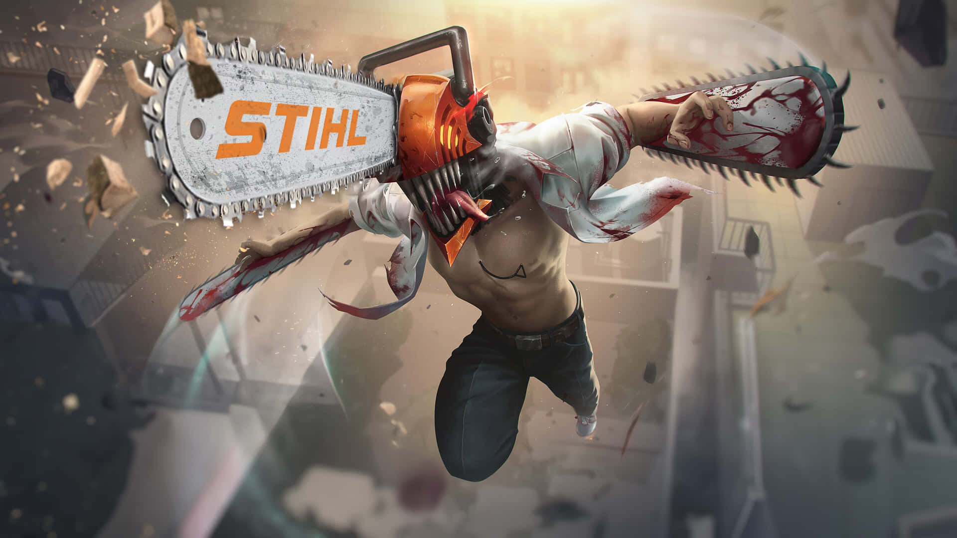 Dynamic Chainsaw Action Wallpaper