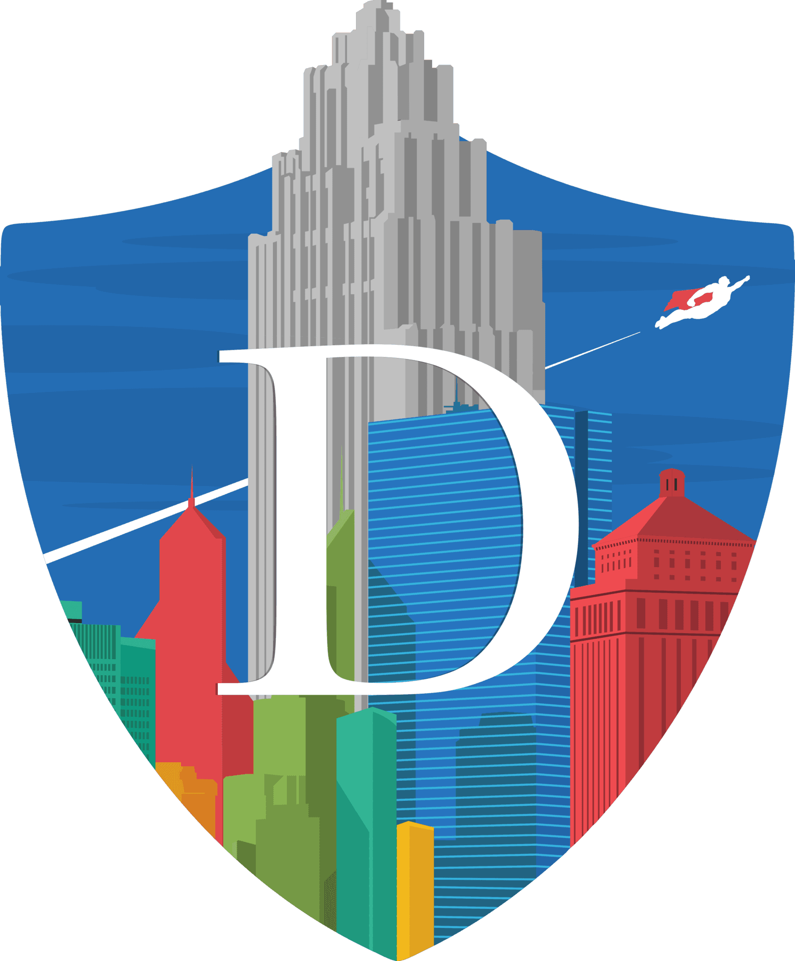 Dynamic Cityscape Shield Logo PNG