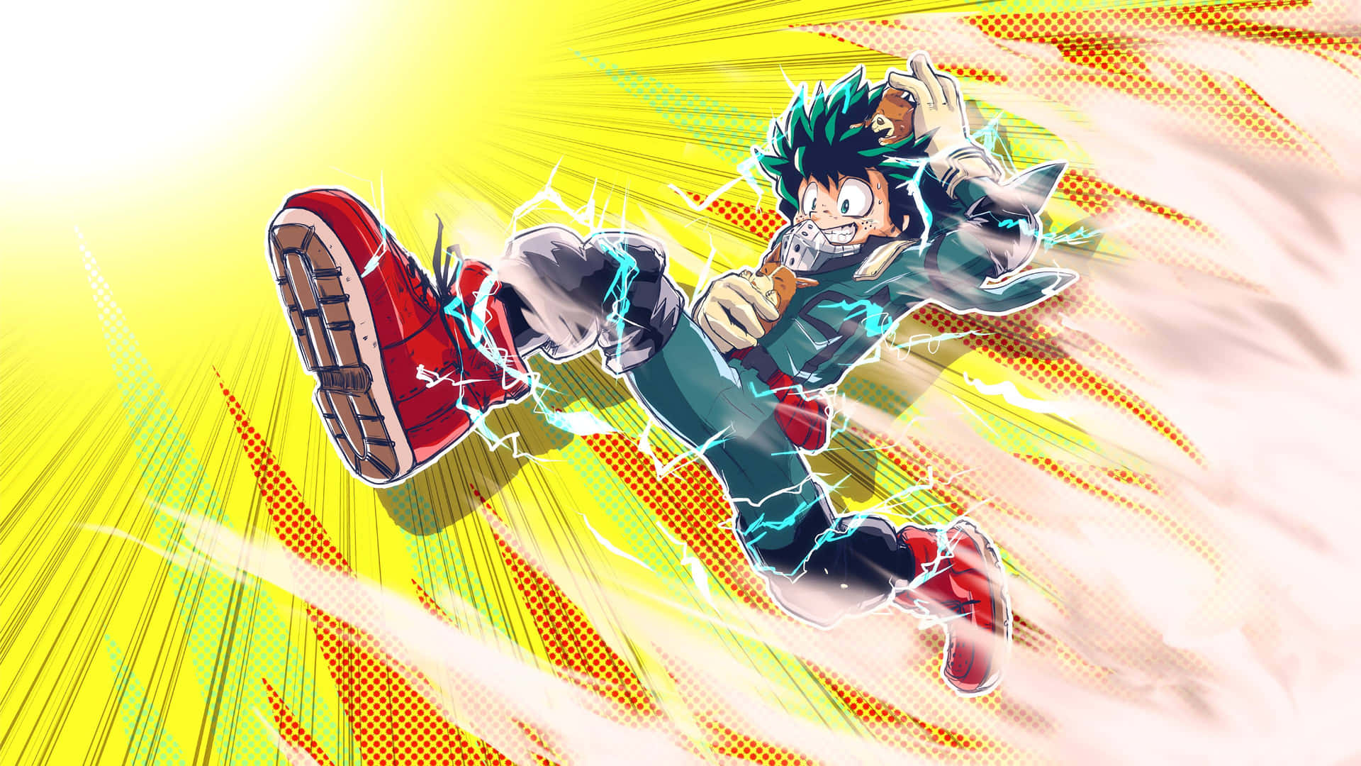 Pose Aksi Dinamis Deku Wallpaper