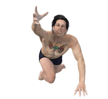 Dynamic Dive Man Tattoo PNG