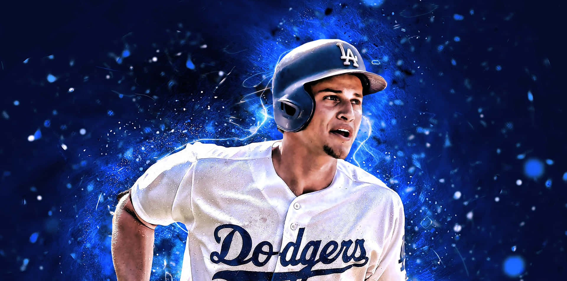 Dynamic Dodgers Player Artistic Background Wallpaper