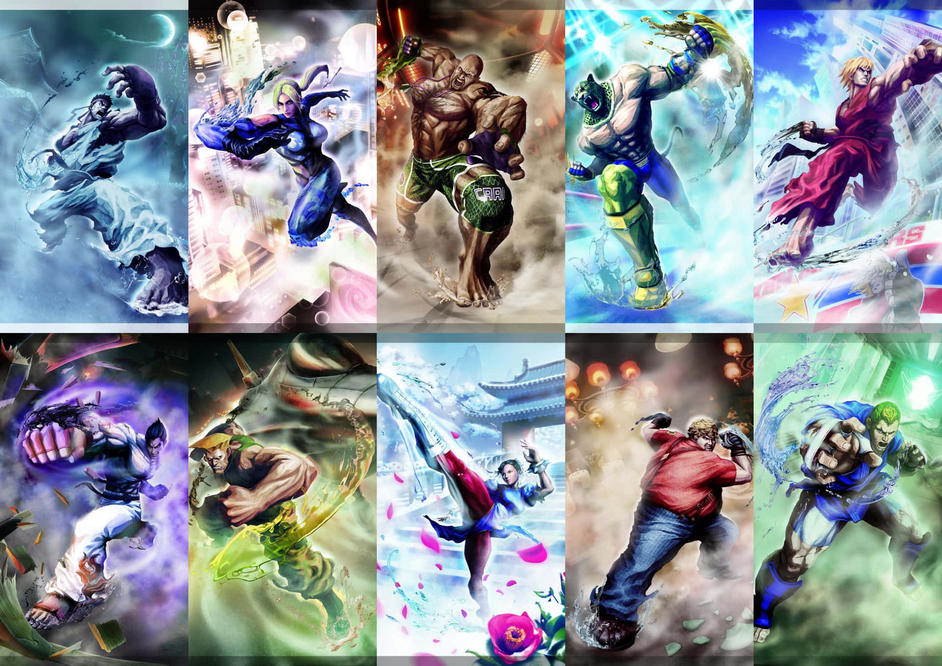 Dynamic Fighters Collage Wallpaper